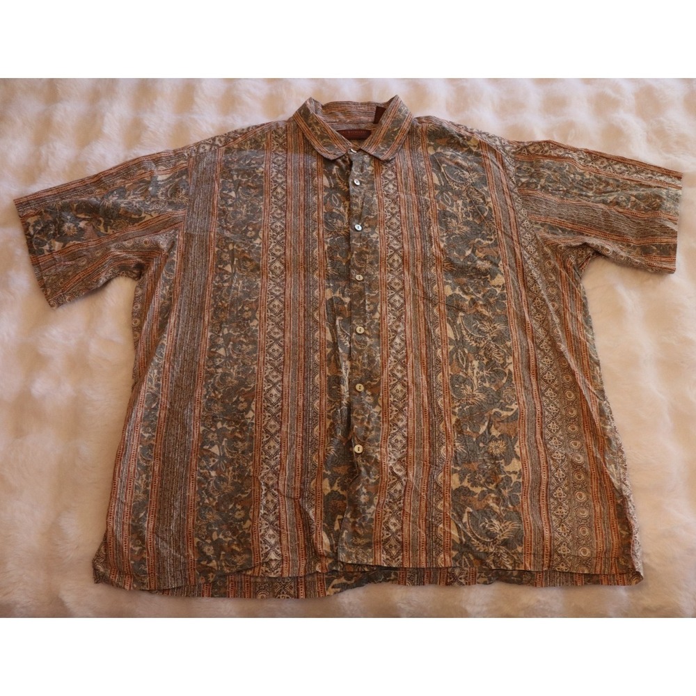 Mens Tori Richard Button‎ Front Shirt Multicolor Size 2XL Cotton Lawn Geometric
